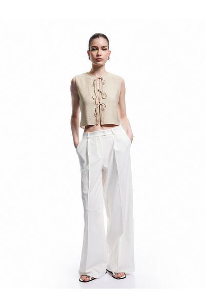 Koton Sleeveless Viscose Fabric Bow Vest with Front Tie Detail