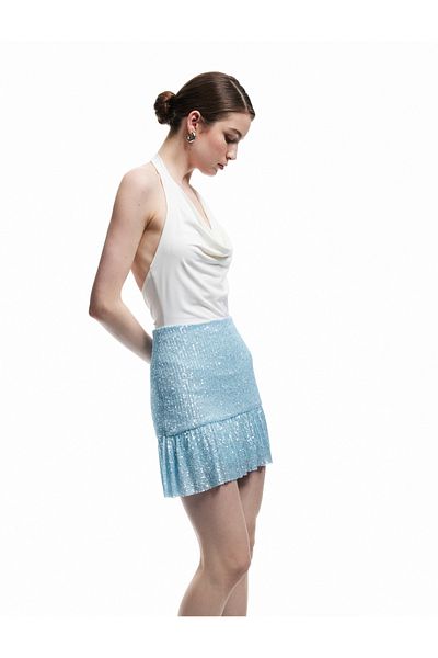 Koton Mini rochie de seară evazată cu paiete și paiete