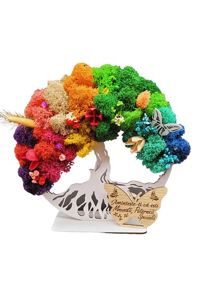 Rica Dreamart Tree of Life with lichens personalized with message for friend, colleague, lover, wife, daughter, mother