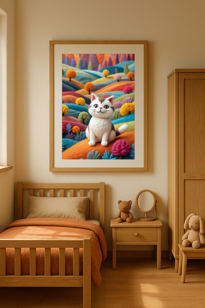 volo dekor Volo Tablo Doğal Ahşap Çerçeveli Soyut Sanat Tablo Seti Çoçuk Odası