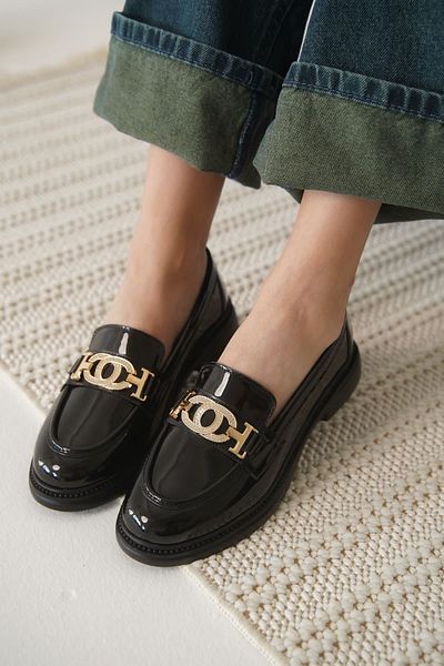 Zerenyus Дамски черни мокасини Vera Premium Comfort от лачена кожа