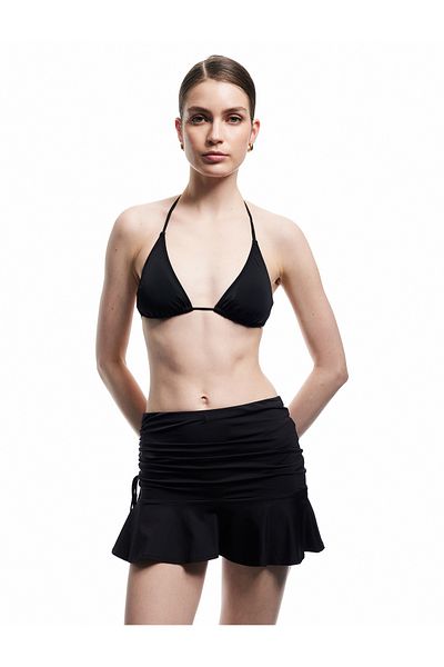 Koton Skinny Fit Side Gathered Draped Ruffled Mini Pareo Skirt