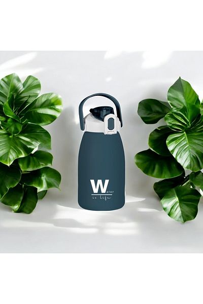 Espas Home 1600 ml Water Bottle – "Water Is Life" Design, Bpa-Free, Lockable and Leak-Proof Lid - Blue