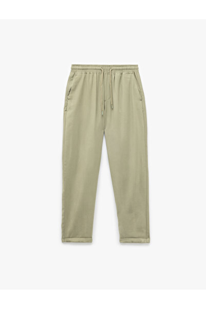 Koton Viskon Cep Detaylı Rayon Tapered Beli Bağcıklı Pantolon