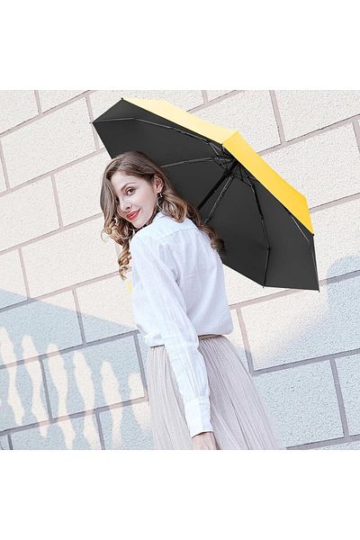 LEBLOU Mini umbrella with foldable and portable handle, rain and UV protection, Yellow