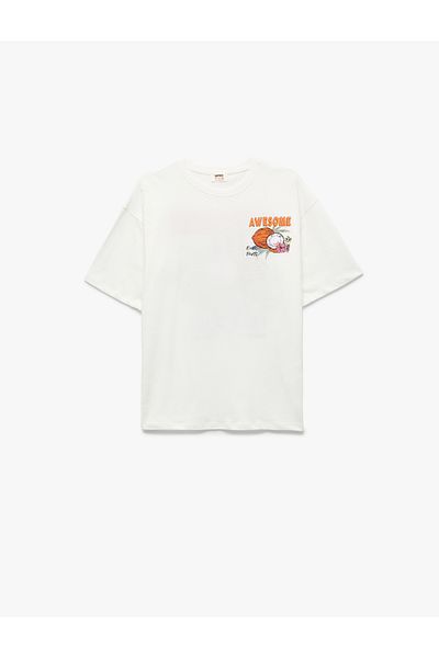 Koton Printed Short Sleeve Crew Neck Cotton T-Shirt