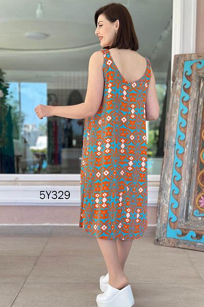 İnce Topuk Zero Sleeve Strap Elastic Viscose Dress 5Y329