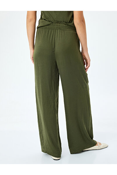 Koton Bel Bağlamalı Lastikli Cepli Saten Palazzo Pantolon