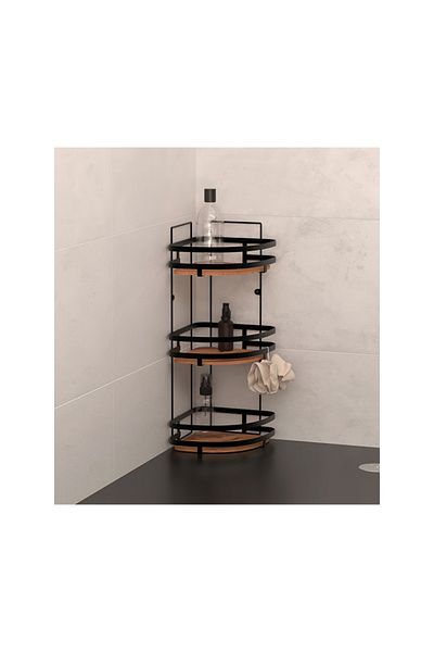 5 five simply smart Raft de colț Blacacia, metal, lemn, 23,5 x 19,5 x Î 55 cm