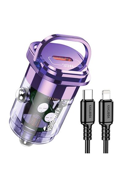 REDz Accessories Încărcător auto KSC-1190, cablu Lightning 1M, pentru iPhone, alimentare PD30W, violet
