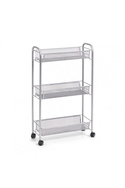 zeller Mobile shelving unit, metal, 3 shelves, 44 x 17 x 70.5 cm