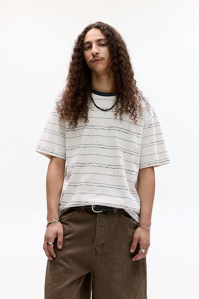 Pull & Bear Striped T-shirt with contrast neckline