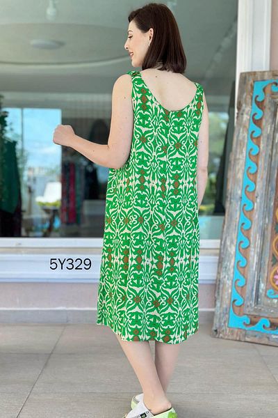 İnce Topuk Zero Sleeve Strap Elastic Viscose Dress 5Y329