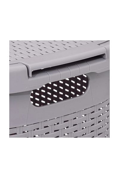 5 five simply smart Flexible laundry basket, Light Grey, plastic, 60 liters, 35.2 x 45 x H 65.8 cm