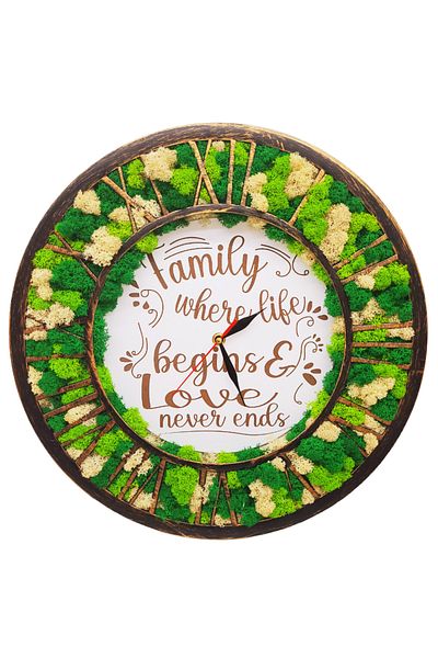 Rica Dreamart Lichen clock engraved with family message "Family - where life begins and love never ends", 40 cm