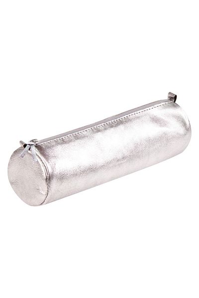 Clairefontaine Cylindrical Leather Pencil Case Cuirise, Silver