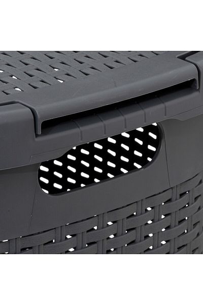 5 five simply smart Flexible laundry basket, Anthracite Grey, plastic, 60 liters, 35.2 x 45 x H 65.8 cm