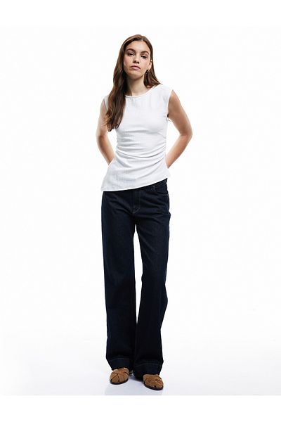 Koton Asymmetrical Crew Neck Wrap Slim Fit Draped Tank Top