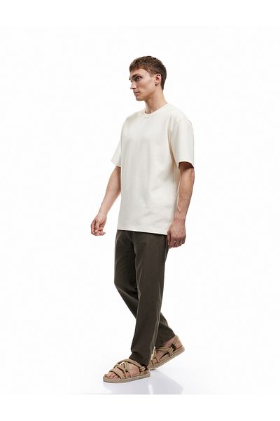 Koton Linen Cotton Blend Chino Summer Trousers with Lace-Up Waist and Pocket Detail