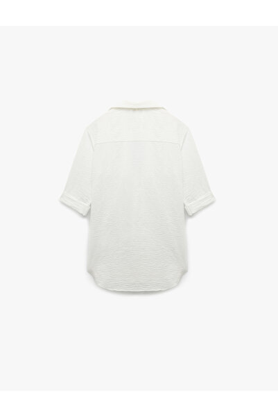 Koton Leinen-Look Kurzarm-Strandkleid mit Schnürung vorne