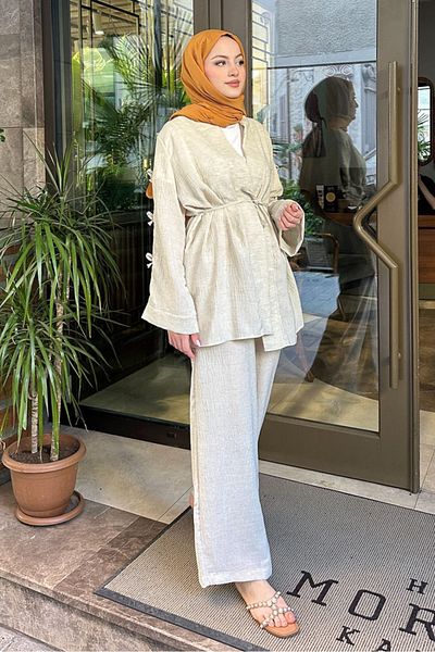 Ovn. Kimono Bow Detailed Set - Beige
