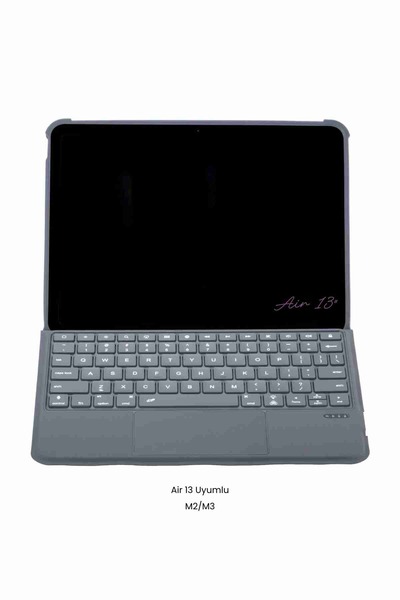 Fuchsia iPad Air 13 Uyumlu M2/M3 Ledli 360° Manyetik Standlı Touchpadli Katanya Klavyeli Tablet Kılıfı