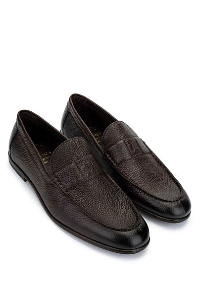 Tamer Tanca Men's Genuine Leather Brown Loafer Shoes