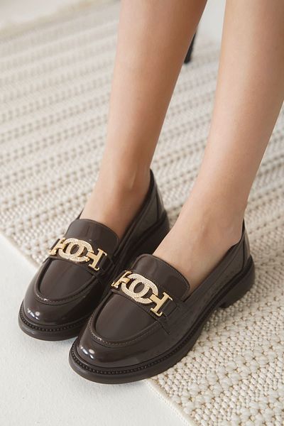 Zerenyus Дамски мокасини Vera Premium Comfort с цвят на горчиво кафе и лачена кожа