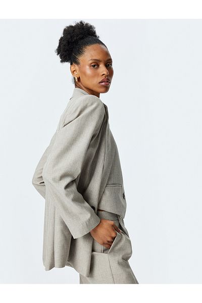 Koton Double Breasted Collar Long Sleeve Blazer Jacket
