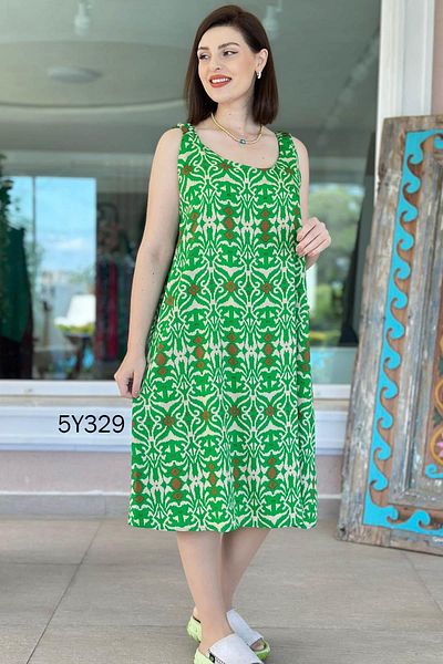 İnce Topuk Zero Sleeve Strap Elastic Viscose Dress 5Y329