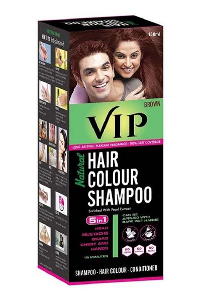 Vip 5-In-1 Shampoo Hair Colour Brown 180ml