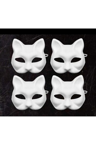 İthal Painting Cat Mask / Educational Paintable Cardboard Mask Pack of 4