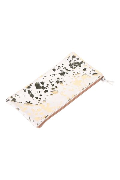 Clairefontaine Flat Leather Pencil Case 22 X 11 Cm Cosmicuir Silver