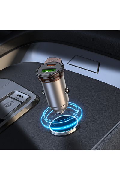 REDz Accessories Adaptor auto Hoco NZ16A, tip C și USB, încărcare rapidă 43W, gri