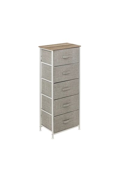 5 five simply smart Gerda Chest of Drawers Beige, metal frame, polyester drawers, 45 x D 30 x H 114 cm, 6 kg
