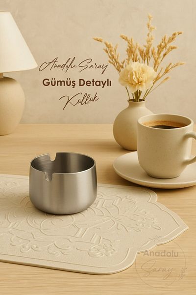 Anadolu Saray Silver Metal Ashtray Modern Design Stylish and Elegant Ashtray Silver Ash Tray
