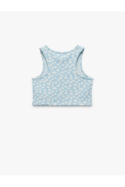 Koton Crew Neck Sleeveless Floral Patterned Crop Tank Top