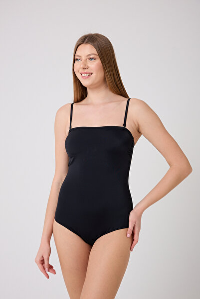 Eros Black Strapless Women's Swimsuit with Rope Strap