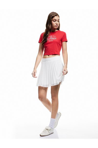 Koton Pleated Lined Chiffon Mini Skirt