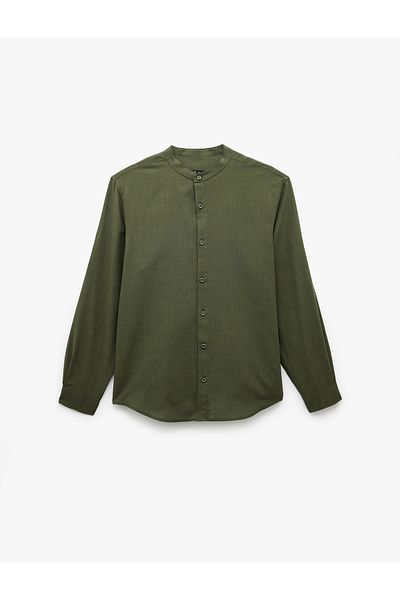 Koton Long Sleeve Buttoned Regular Fit Cotton Judge Collar Shirt