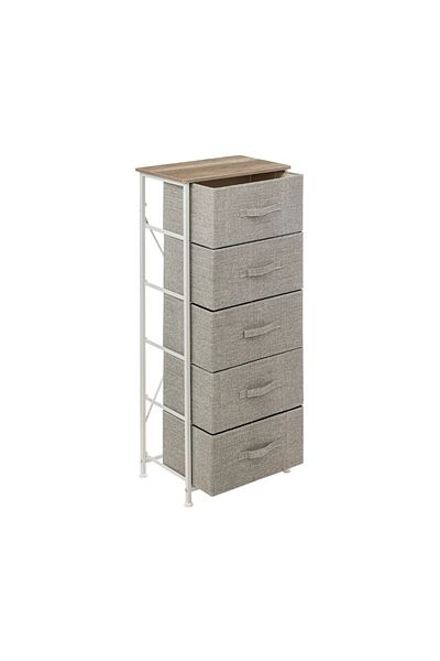5 five simply smart Gerda Chest of Drawers Beige, metal frame, polyester drawers, 45 x D 30 x H 114 cm, 6 kg