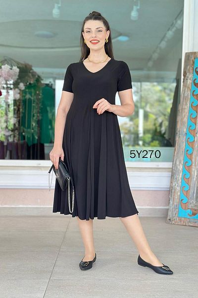 İnce Topuk V-Neck Crystal Fabric Dress 5Y270