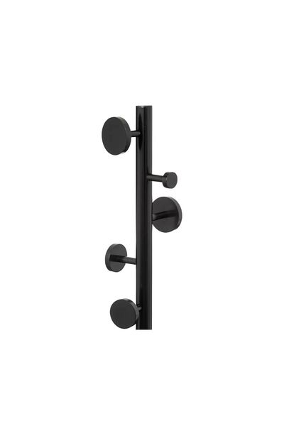 5 five simply smart Cuier rotund, negru, lemn de pin, 8 cârlige, rezistență 16 kg, 37 x Î 176 cm