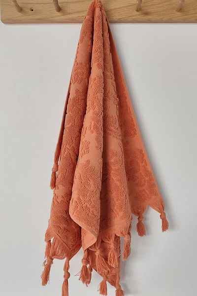 Sevim Authentic Fringed Tile Hand Towel 50X90 cm - 100% Cotton - Soft and Water Absorbent