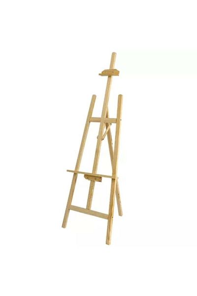 varioshop VarioShop® Painting Easel, Wooden, Foldable, Adjustable Height Maximum 170 cm, Beige