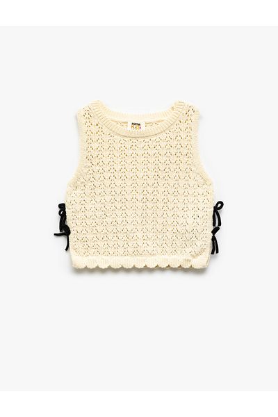 Koton Crew Neck Openwork Sleeveless Knitwear Crop Tank Top