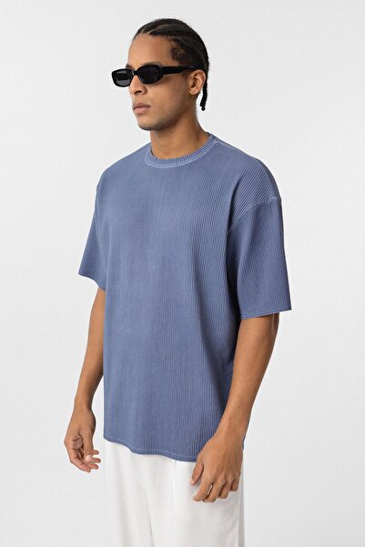 VAMOSCLO Πλενόμενο μπλουζάκι Ottoman Basic oversized Indigo