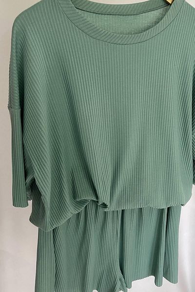 MJAMASS Mint Color Casual Shorts Set