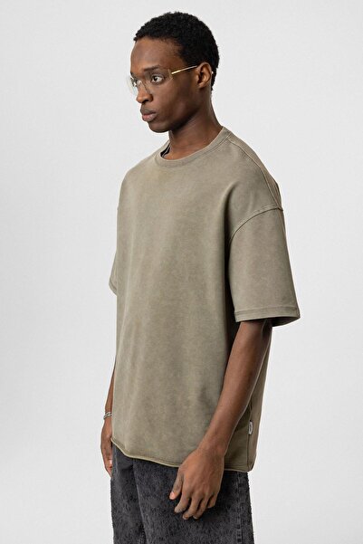 VAMOSCLO Πλενόμενο μπλουζάκι Basic oversized Χακί