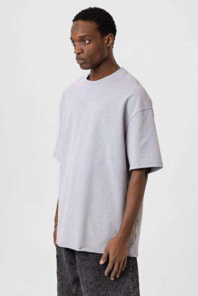 VAMOSCLO Πλενόμενο μπλουζάκι Basic oversized Χρώμα Γκρι